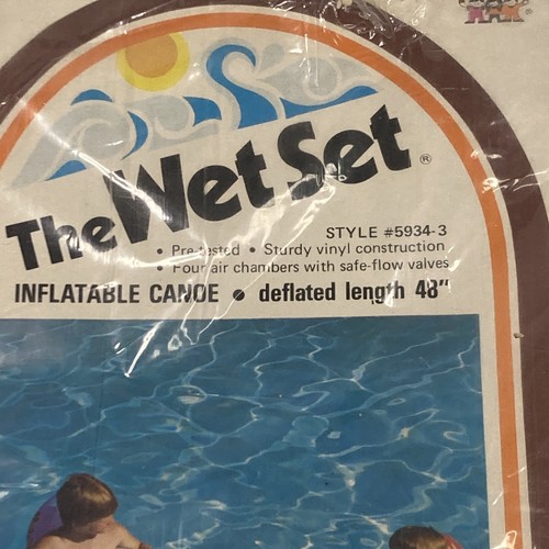 VTG The Wet Set Pool 48 inch Blue Canoe 59394 Inflatable Ride On Toy 1975. - Picture 5 of 7