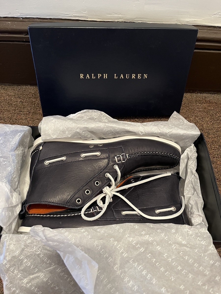 NWOT Rancourt & Co. x Ralph Lauren Telford Chukka Boot Boat Shoe NOS USA 13 D Ralph Lauren Telford Chukka Boat Boots Navy Calf Sz US10.5D  main image 3