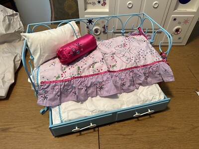 American Girl Doll Curlicue Butterfly Trundle Day Bed w/Bedding