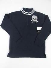 WES AND WILLY KIDS BOYS NAVY BLUE WHITE SKULL/PIRATE 1/2 ZIP SWEATER SZ: 7 NWT