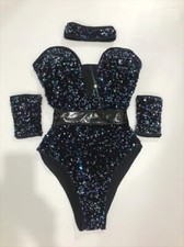Sequins Bodysuit Bar Jazz Pole Dancing Costume Rave Outfits Nightclub Dj Singer