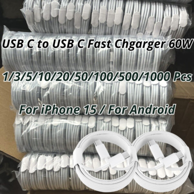 For iPhone 15 Android USB-C to USB-C Cable Fast Charger Lot Type C Charging Cord