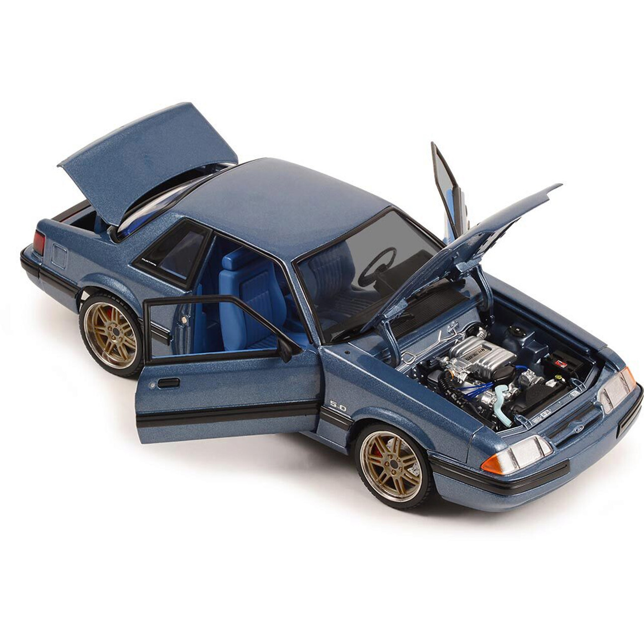 18977 118 Scale 1989 Ford Mustang 5.0 LX by Detroit Speed, Inc. Shadow Blue