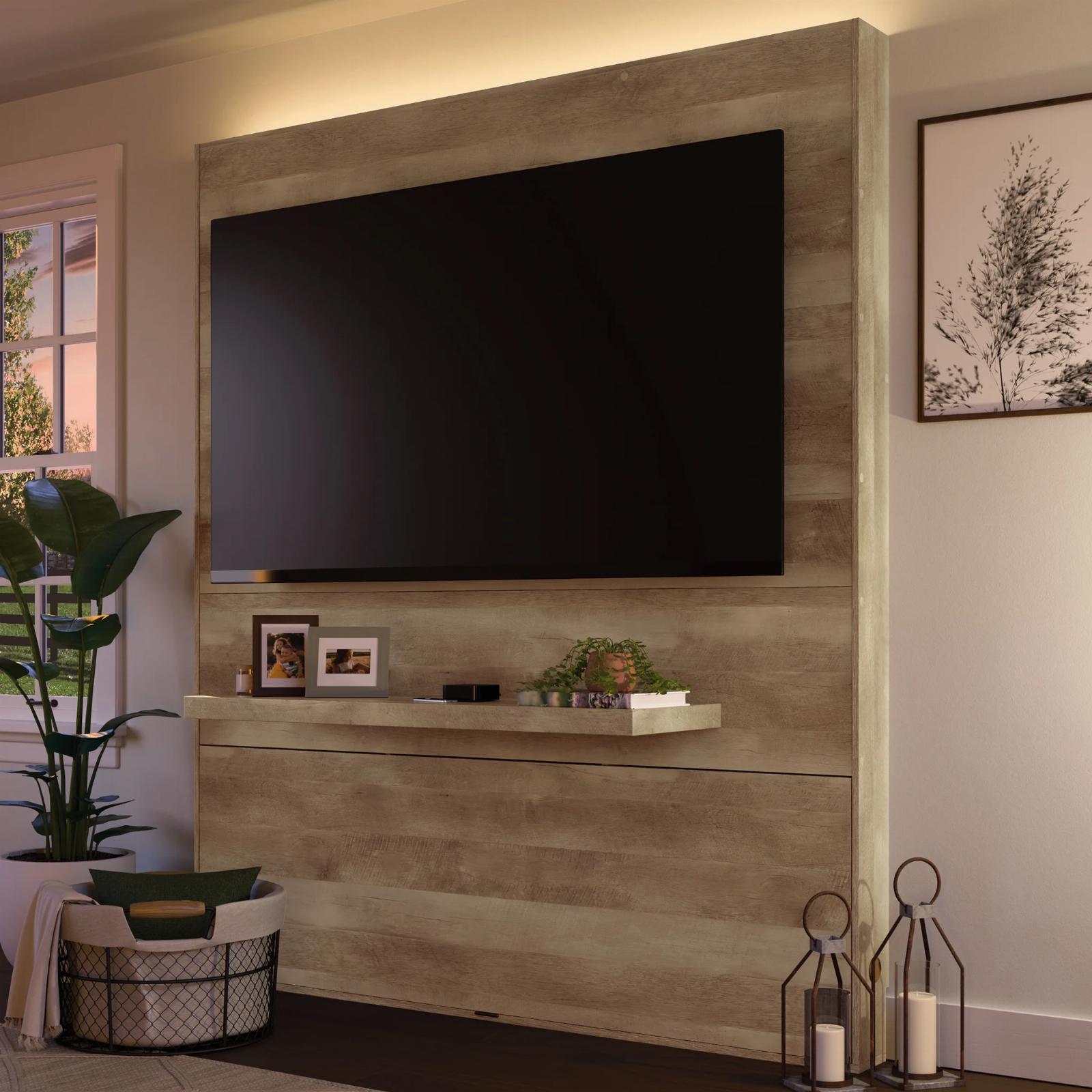 Sauder Cannery Bridge Entertainment Wall For TVs Up To 70" Weathered Oak Finish