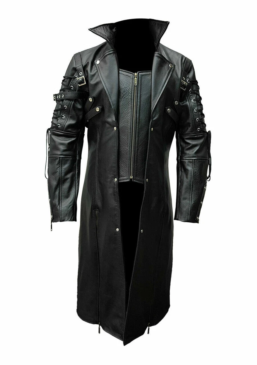 Mens gothic top steampunk trench coat