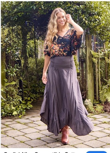 Natural Life Cotton Convertible Maxi Skirt Dress hanky hem L/XL Boho India - Imagen 2 de 11