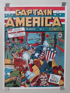 Original Kirby Captain America Vs Hitler Marvel Timely Comics Cover Art Poster 1 Ebay