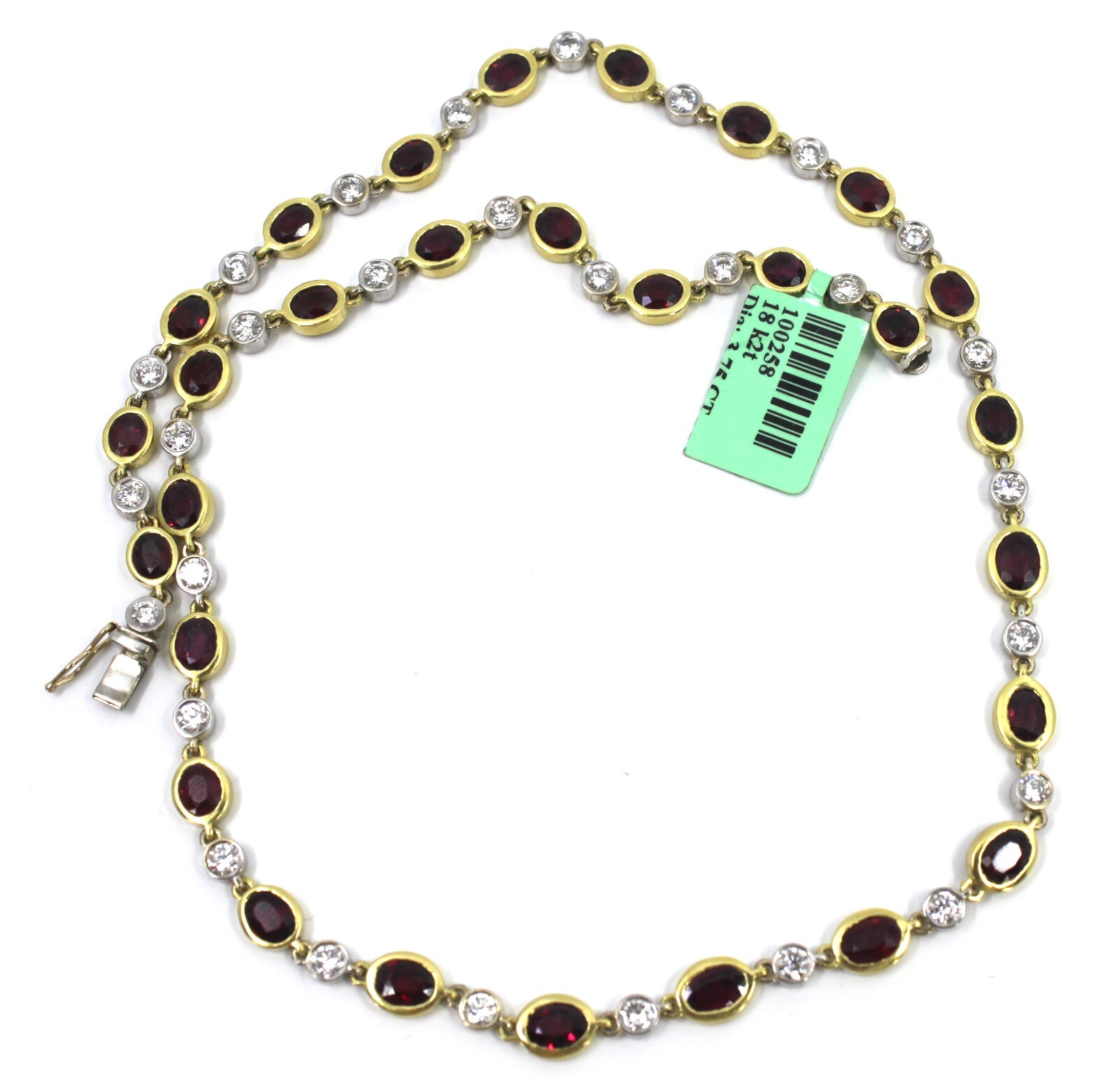 17k Solid Yellow & White Gold Ruby & Diamond Tenn… - image 3