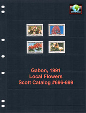 $9.50 Scott Value - 1991 GABON Flowers African Wildlife Flora MNH NH UMM