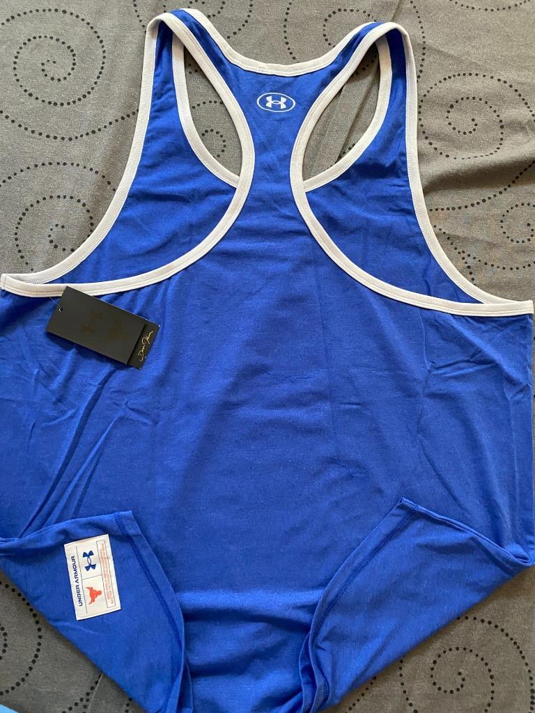 UNDER ARMOUR BLUE THE ROCK IRON ATHLETIC SLEEVELESS SHIRT SIZE 2XL