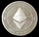 ETHEREUM CRYPTOCURRENCY VIRES IN NUMERIS 1 OZ 999 FINE SILVER ART ROUND