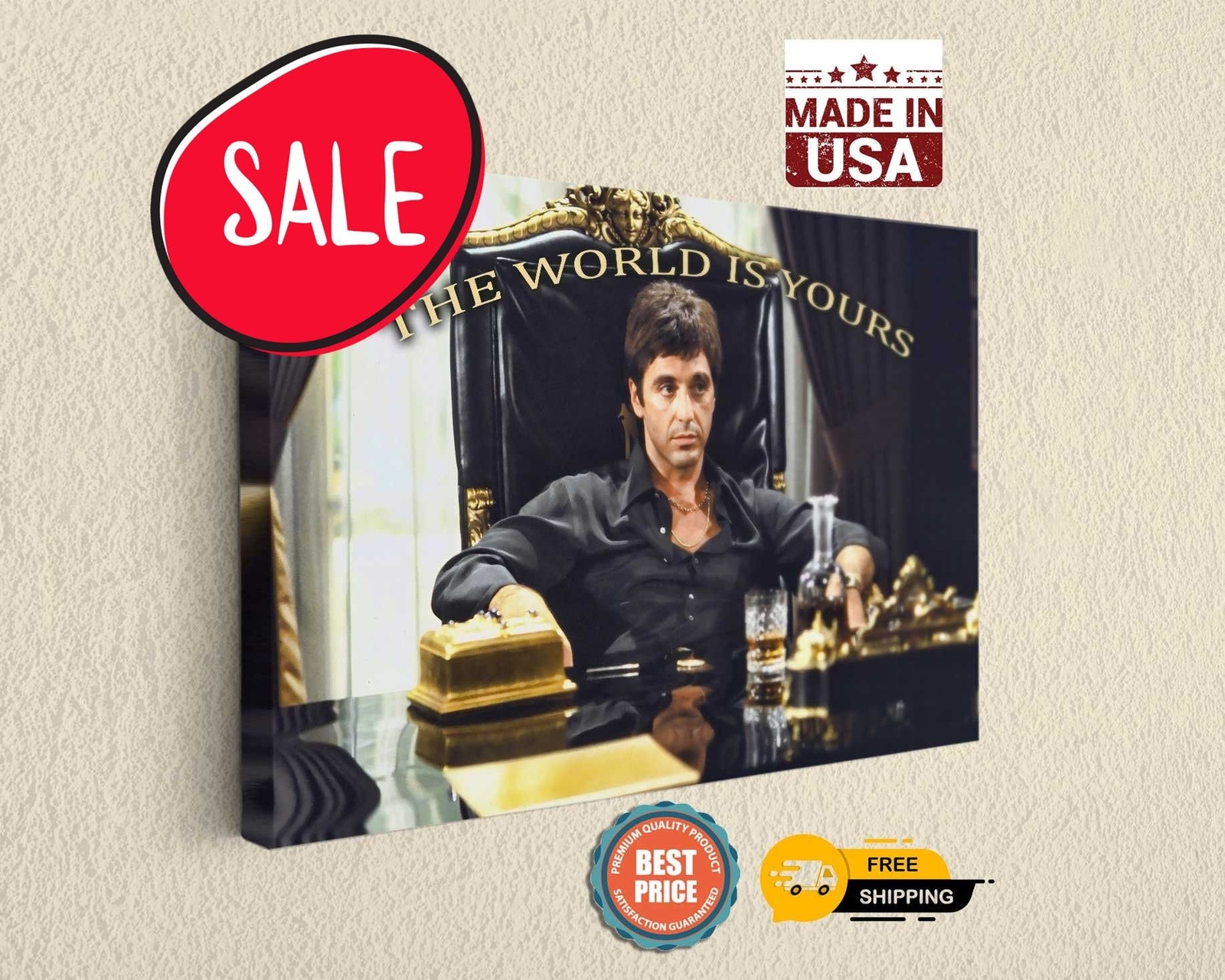 Scarface Tony Montana - The World Is Yours Cult Movie Canvas Print Photography