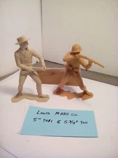 2 EA.  VINTAGE LOUIS MARX CO. TOY SOLDIERS  1EA.  SOLDIER 5” , SHERRIFF 5.75" T