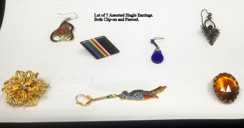 Lot of 7 Assorted Single Earrings Clip-on & Pierced (No earrings match)