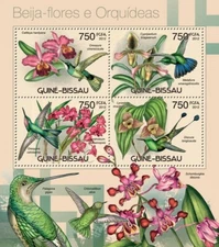 Guinea - Bissau 2012 - Colibri and Orchids. Y&T 4338-4341, Mi 6022-6025