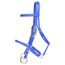 HORSE SIZE-READY MADE-Royal Blue HALTER BRIDLE with BIT HANGERS of BETA BIOTHANE