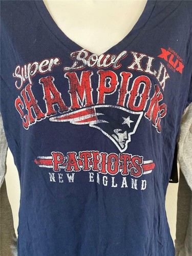 New New England Patriots Super Bowl XLIX Womens Size M Blue Long Sleeve Shirt - Picture 3 of 5