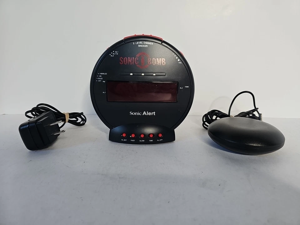 Sonic Alert Bomb сверхгромкий двойной будильник красный с шейкером кровати тяжелые шпалы - Изображение 2 из 4