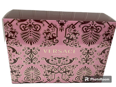 VERSACE CRYSTAL NOIR 3pcs: 3oz EDP Spray, B.Lotion 3.4oz, Versace Golden Pouch