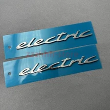 2pcs Chrome Silver Electric Car Fender Side Body Emblem Badge Sticker Nameplate