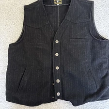 Wyoming Traders Mens Ranger Pinstriped Wool Conceal Carry Ranch Wear Vest Medium