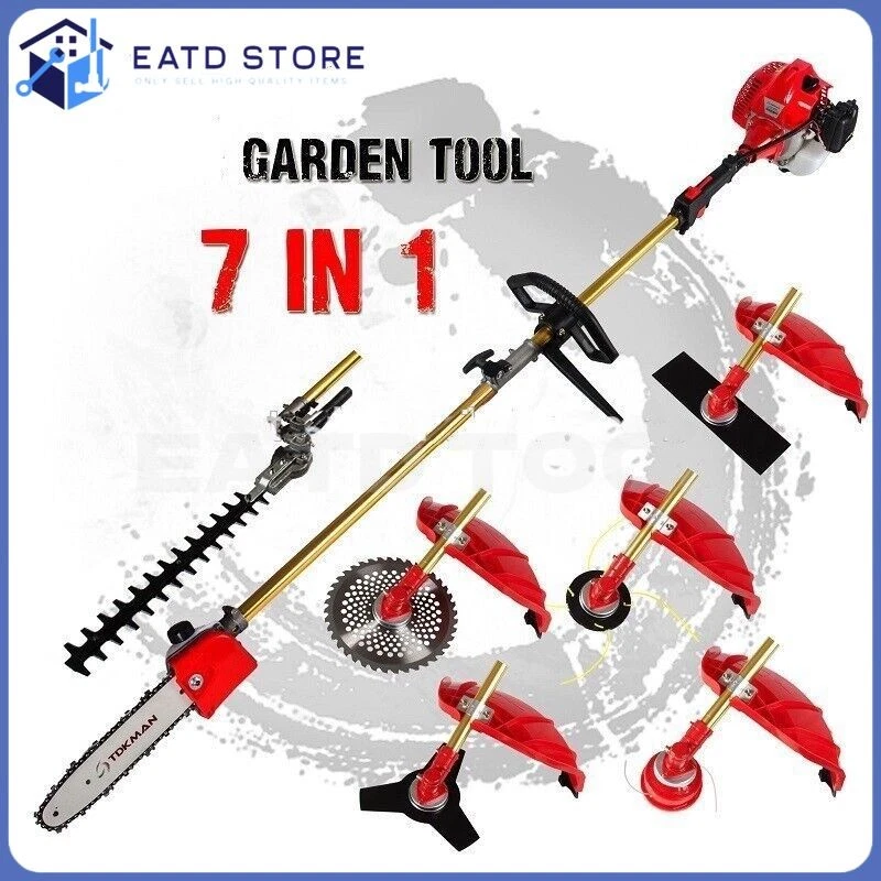 For 62cc 2-strokes 7 in 1 brush cutter grass trimmer weed eater hedge pruner saw - Image 2 of 3