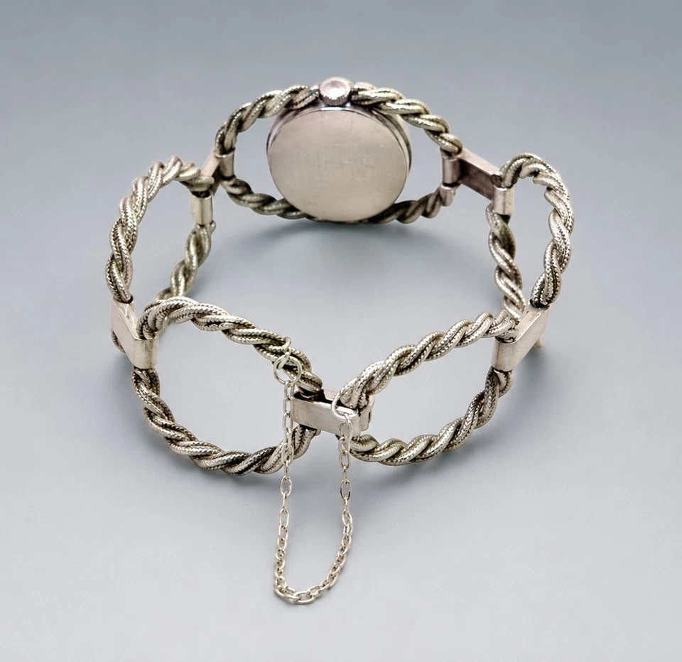 E. BUCHERER Sterling Silber 925 Handaufzug Damen Schmuck-Armbanduhr 1970er Jahre - Bild 3 von 4