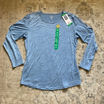 Womens Segments Merino Wool Long Sleeve Base Layer Top Tee Size Extra Large Blue