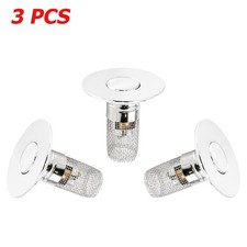 3X Pop-Up Drain Stopper for Bathroom Sink Stainless Steel Filter & Hair Catcher