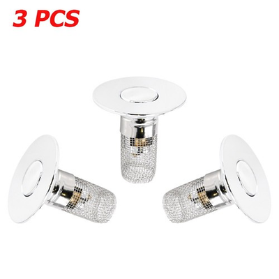 #ad 3X Pop Up Drain Stopper for Bathroom Sink Stainless Steel Filter amp; Hair Catcher $6.99
