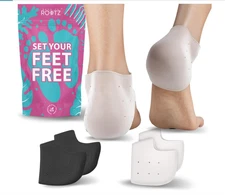 ROOTZ 2Pr(4 Pcs) Silicone Gel Heel Protectors Blister Prevention Cracked Heels
