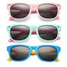 Kids Polarized Sunglasses TPEE Rubber Flexible Shades for Girls Boys Age 3-9