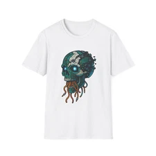 Unisex Softstyle T-Shirt Futuristic Skull Circuit Technology Digital Death