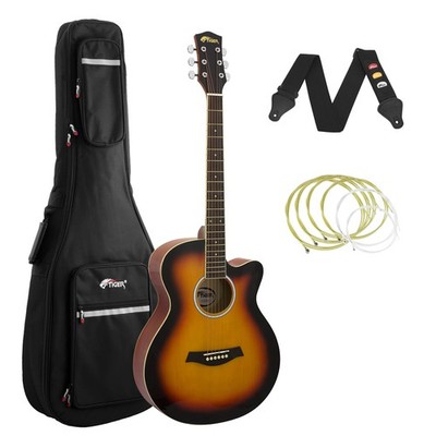 Tiger Sunburst Akustikgitarre Pack für Schüler mit gepolsterter Tasche