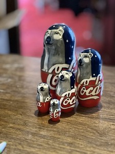 Collectors Edition- Coca Cola / Polar Bear~ Russian Nesting Dolls- RARE Wooden