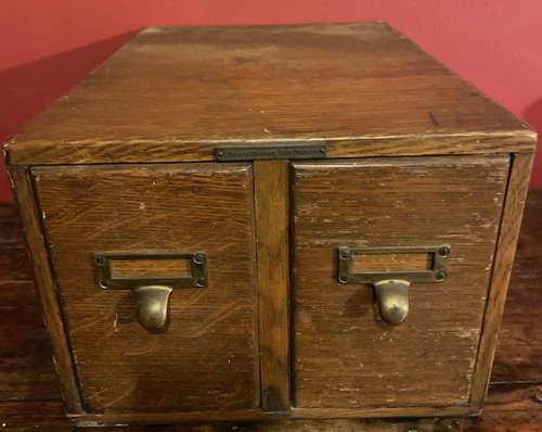 1920s Library Bureau Sole Makers Oak 2 Drawer File - Bild 1 von 16