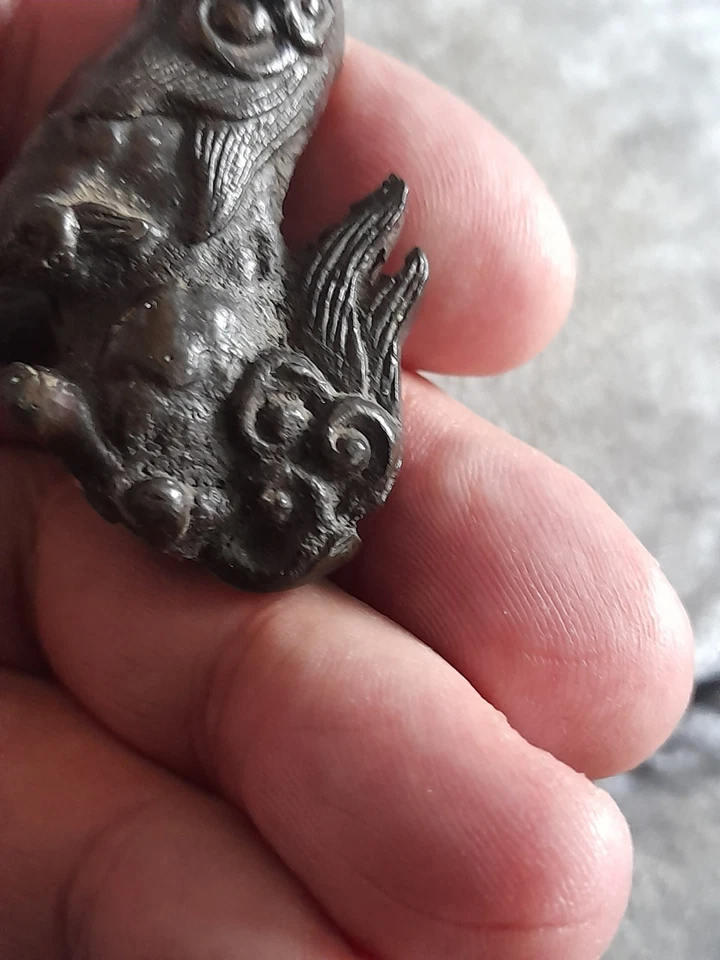 Bronze Oriental Miniature Foo Fu Guardian Dog Vintage - Image 3 of 4