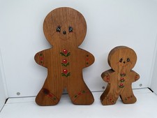 Vintage Wooden Gingerbread People Set Of 2