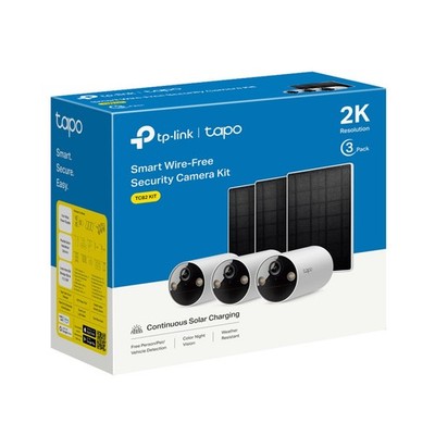 TP-Link Tapo 2k Solar Smart Security Camera, 3-pack - Wire-Free Person Detection