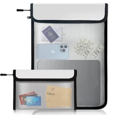 Fireproof Waterproof Document Bag - 2000℉ Protection Upgraded Two Pockets Ref...