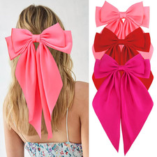VELSCRUN 3Pcs Hair Bows for Women Pink Hair Bow Red Hair Bow Rose Red Big Hair B