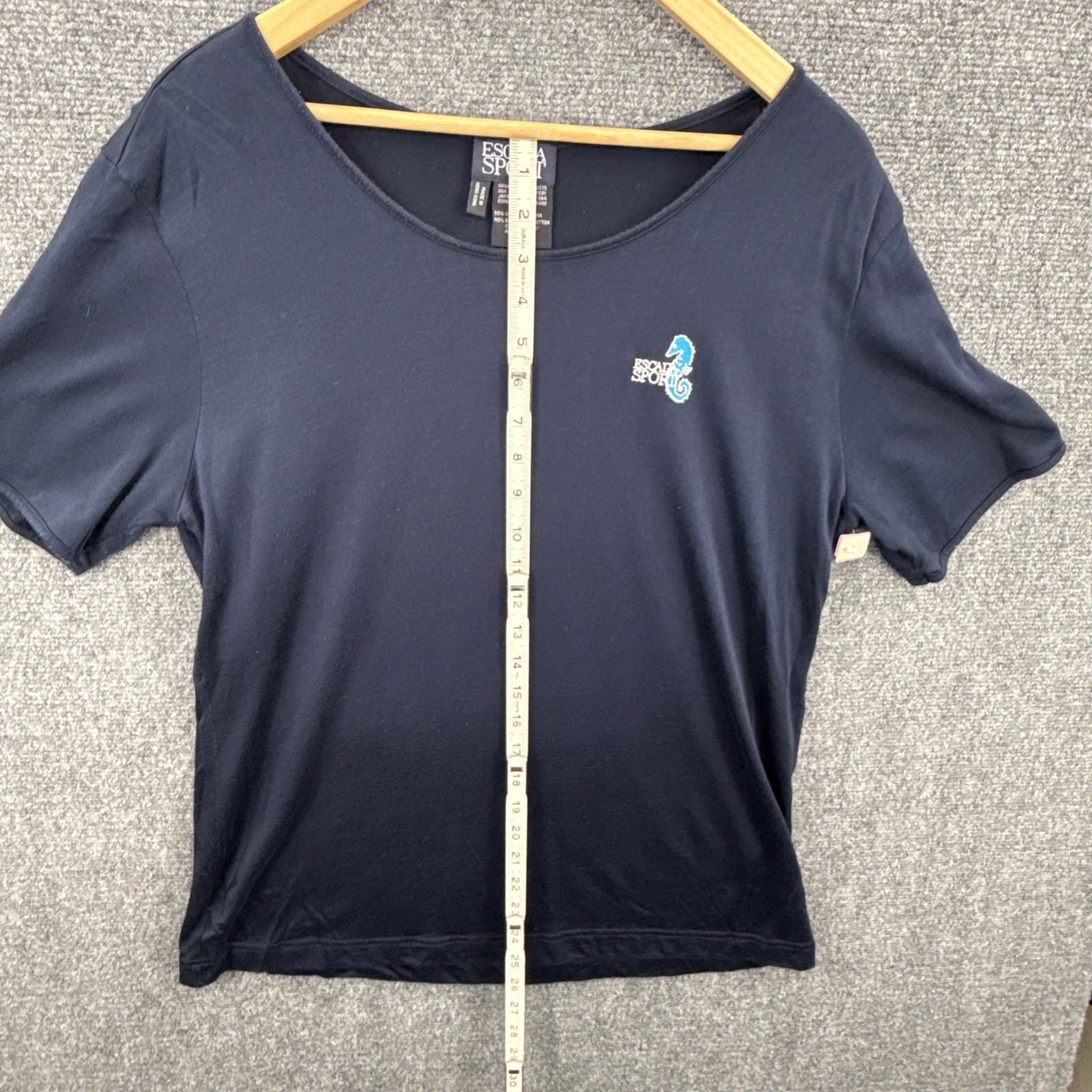 Escada Sport Women’s XL Blue Crew Neck Embroidered Seahorse NWT image 6