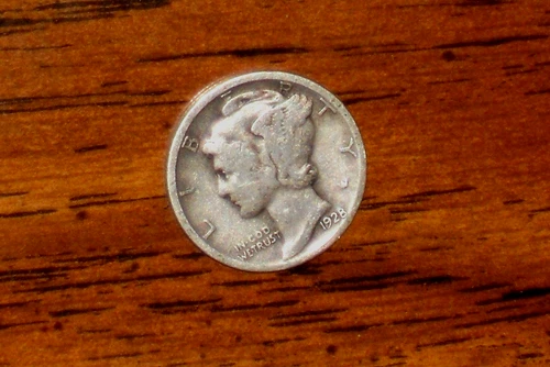 1928-S SILVER MERCURY DIME - GRADES "FINE"