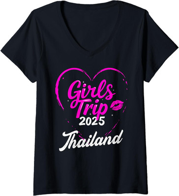 Girls Trip Thailand 2025 Vacation Weekend Birthday Ladies' V-Neck Tshirt
