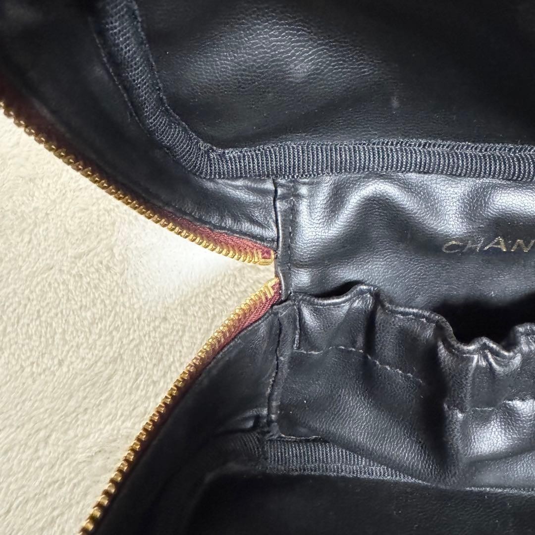 Chanel Vanity Bag Makeup Pouch Bordeaux Burgundy Leather Coco Mark Used Japan thumbnail 4