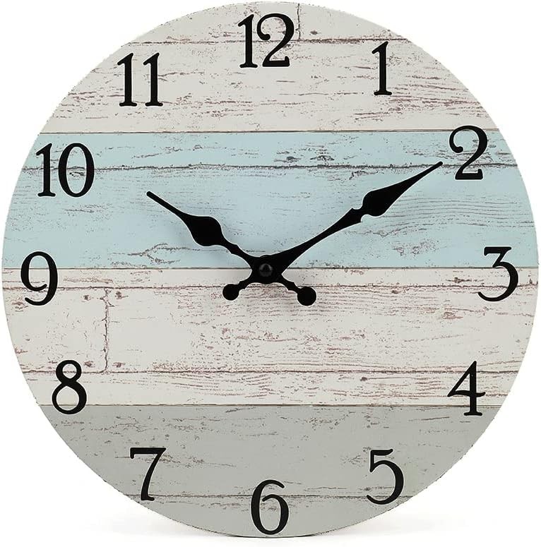 8 Inch Wooden Decorative Round Wall Clock Rustic Country Tuscan Style Decor
