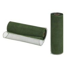 2 Pcs 10" x 30Feet PP Decorative Mesh Ribbon, Olive with Foil