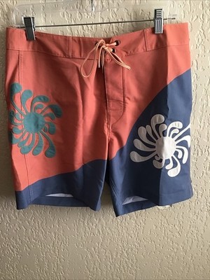 RVCA Size Medium Men s Board Shorts Swim trunks Orange / Blue  New UM