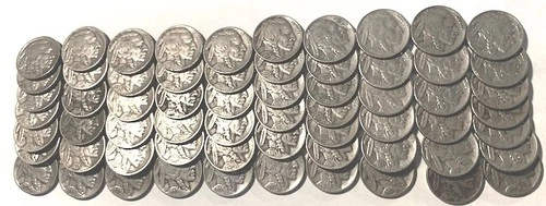 60 BUFFALO NICKEL ROLL NO Dates+HALF Dates SIXTY COINS $5 s+H USA