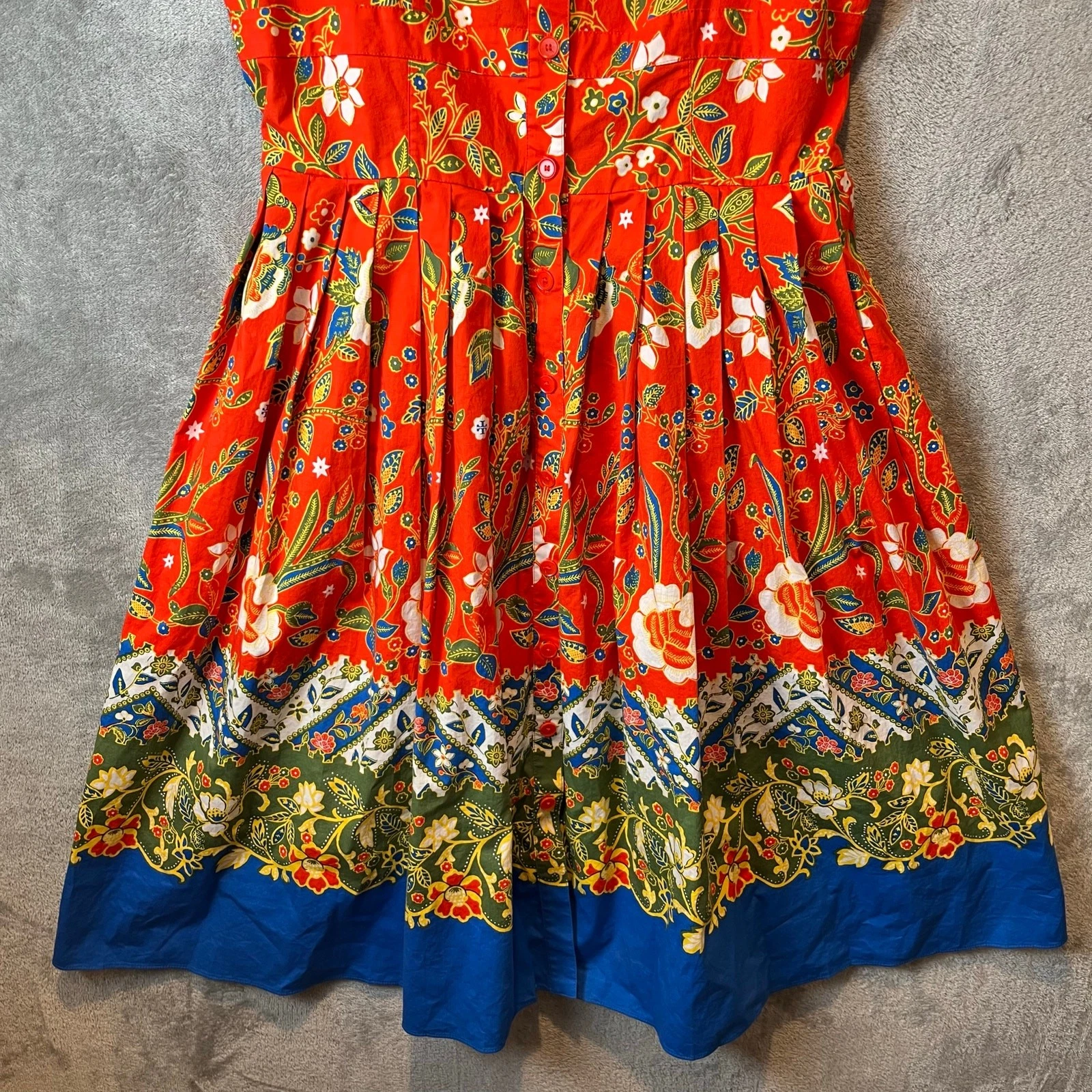 Abito Tory Burch Fernanda Samba Batik fiore arancione taglia 6 floreale cotone estivo